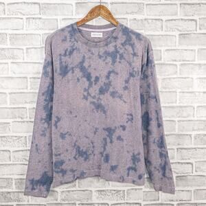 JOHN ELLIOTT Size 1 Block Terry Crewneck Pullover in Blue Ghost Dye